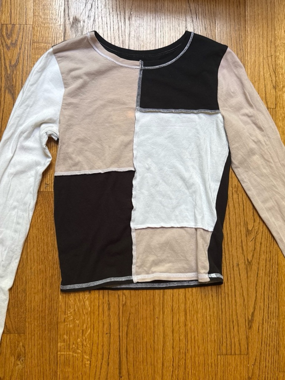 Hollister Colorblock Patchwork Long Sleeve Baby Tee